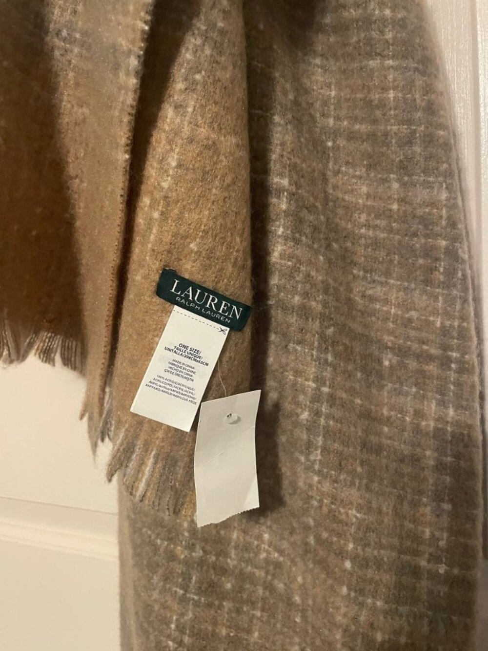 NWT LAUREN RALPH LAUREN Plaid Blanket Scarf Wrap - Quiet Luxury Old Money Style